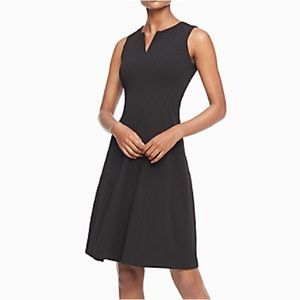 Calvin Klein V-neck Pleated A-line Dress Black - Size 10